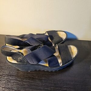 Fly London Dark Blue Wedge Sandals